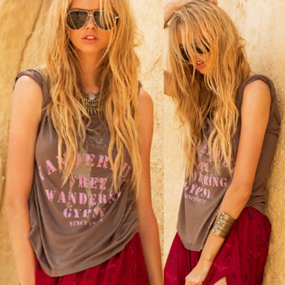 Spell designs wanderlust slouchy tee taupe S brown